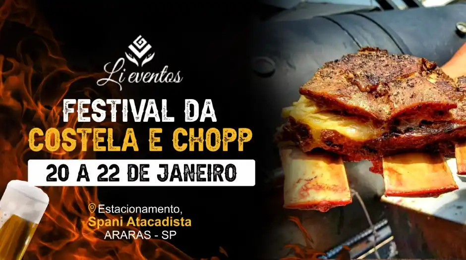 Araras sedia Festival da Costela e Chopp neste fim de semana