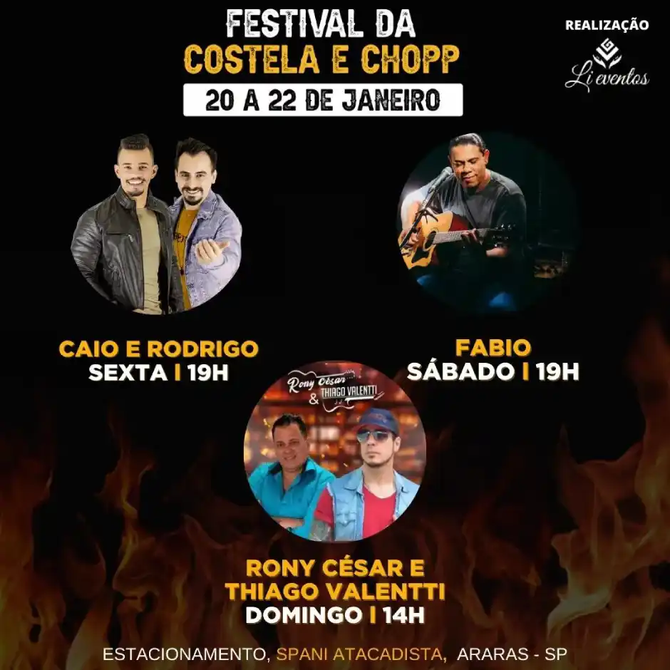 Araras sedia Festival da Costela e Chopp neste fim de semana